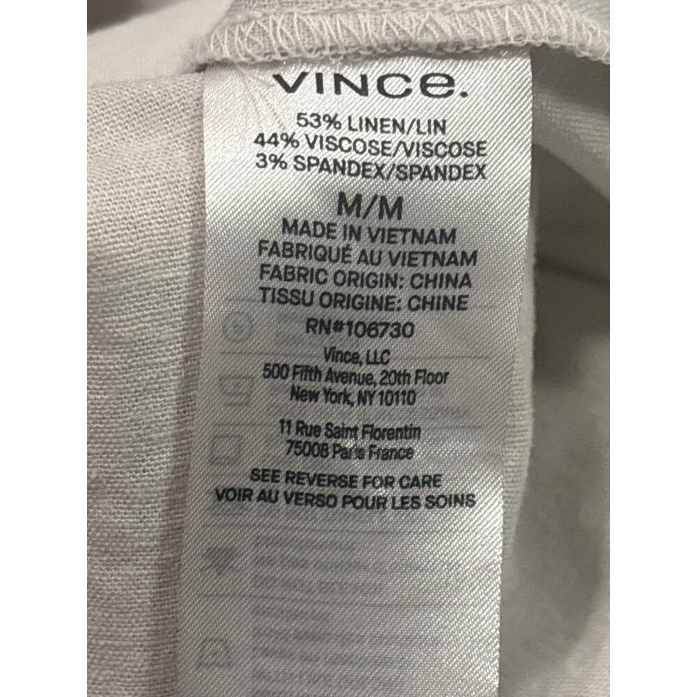 Vince Linen Blend Button Down Shirt Beige Long Sleeve Womens M - Picture 5 of 8